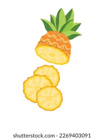 Sliced Pineapple fruit. Vector illustration cartoon flat icon isolated on white background.