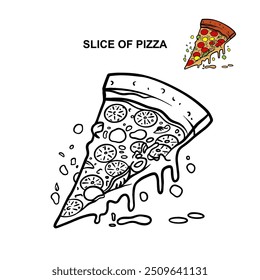 Sliced Pizza With Any Topping Blank Fill Just Outline For Coloring Pages 