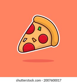 Sliced Pizza Cartoon Vector Illustration. Good Used for Sticker, Logo, Icon, Clipart, Etc - EPS 10 Vector