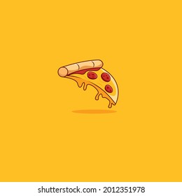 a sliced of pizza icon sticker stock vector illustration