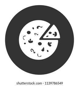 Sliced pizza icon. Pizza icon. Vector flat sign. Gray background. 