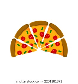 sliced of a pizza illustration. pizza vector graphic template.