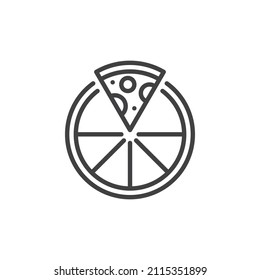 Sliced Pizza line icon. linear style sign for mobile concept and web design. Pizza outline vector icon. Symbol, logo illustration. Vector graphics