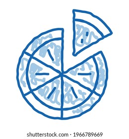 Sliced Pizza sketch icon vector. Hand drawn blue doodle line art Sliced Pizza sign. isolated symbol illustration