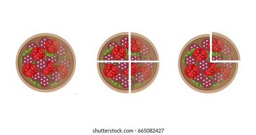 Sliced pizza template Vector illustartion flat style poster