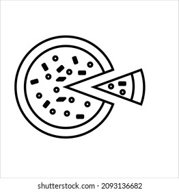 Sliced pizza thin line icon. Italian food vector illustration isolated on white