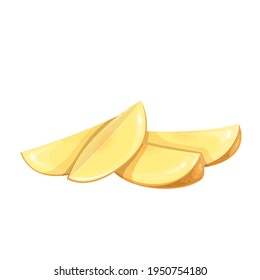 Sliced Potato, vector illustration. Raw vegetable wedges potato isolated on white background.