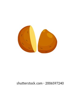 Sliced Potatoes. Piece of brown root vegetable. Natural farm ingredient. Flat Illustration