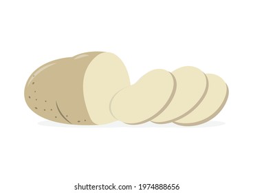 Sliced Potatoes vector illustration cartoon isolated on white background. Potato slice vector cartoon.