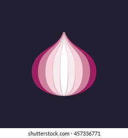 sliced purple onion icon in flat style