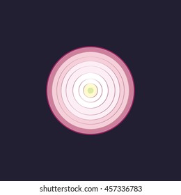 sliced purple onion icon in flat style