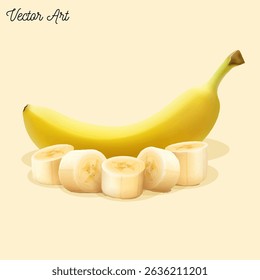 
sliced realistic banana fruit vector art