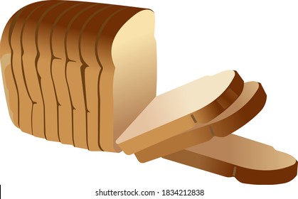 Sliced ​​loaf of rectangular bread. Vector illustration isolated on white background.