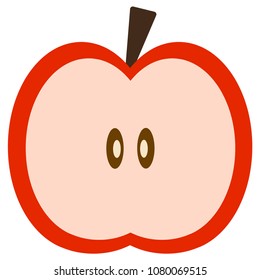 Sliced of red apple fruit icon in a flat style isolated on white background. vector illustration.