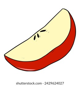Geschnittenes rotes Apfel Illustration handgezeichneter farbiger Vektor	