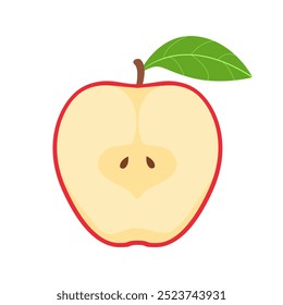 sliced red apple simple vector illustration, healthy sweet fruit
