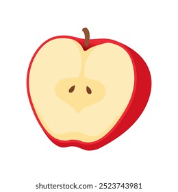 maçã vermelha fatiada ilustração vetor simples, fruta doce saudável