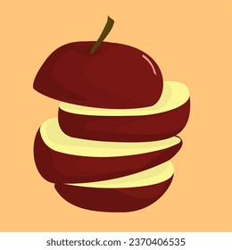 Sliced Red Apple Vector Illustration