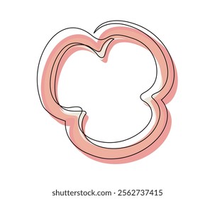 Sliced red bell pepper line isolated on white background. Simple silhouette of vegetable. Hand drawn red bell pepper outline. Vector illustration