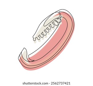 Sliced red bell pepper line isolated on white background. Simple silhouette of vegetable. Hand drawn red bell pepper outline. Vector illustration