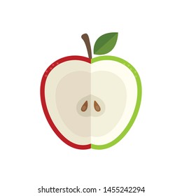Sliced ​​apple, red and green apple, vector illustration