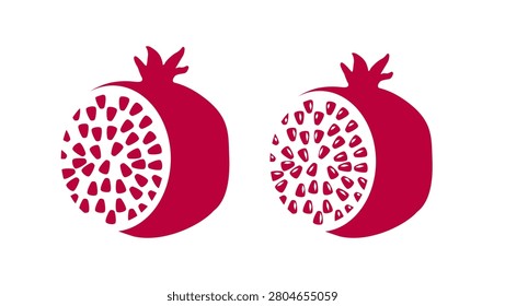 Sliced ​​pomegranate, red isolated vector silhouette