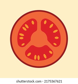 Sliced red tomato, circle, illustration