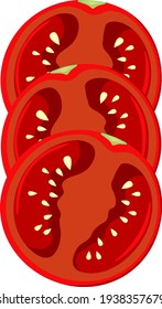 Sliced red tomato in half on white background illustration