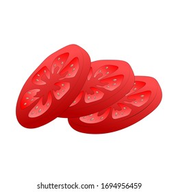 Sliced red tomato isolated on white background.