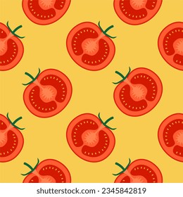 sliced of red tomato seamless pattern vector illustration