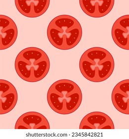 sliced of red tomato seamless pattern vector illustration