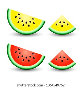 Sliced ripe watermelon realistic vector isolated on white background. Vector illustration.