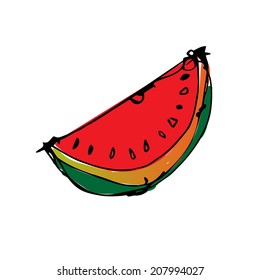 Sliced ripe watermelon vector