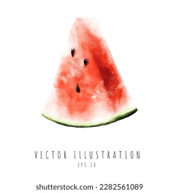 Sliced ripe watermelon watercolor painting isolated on white background