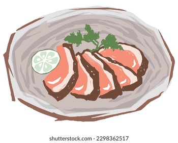 Sliced roasted duck, vector illustration