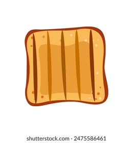 Sliced roasted toast bread isolated on white background. Piece of toasted bread. Close-up of toast. Top view. Doodle vector icon , for food design and logo.