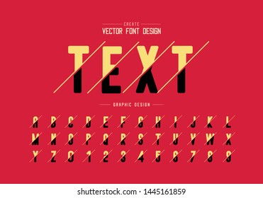 Sliced round font and alphabet vector, Letter typeface and number design, Graphic text on background
