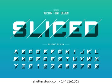 Sliced round font and alphabet vector, Design typeface letter and number, Graphic text on background