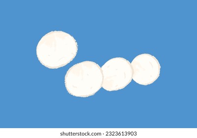 Sliced of round white mochi in dessert illustration