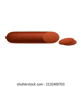 Sliced salami isolated on white background. Vector