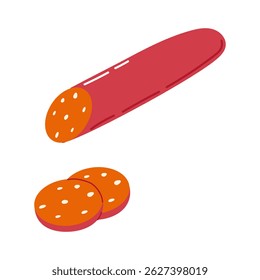 Sliced salami on a white background showcasing vibrant colors and textures