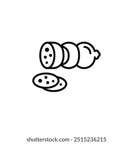 Sliced sausage icon. Simple sliced sausage icon for social media, app, and web design. Vector illustration
