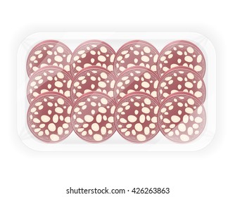 sliced sausage in the package vector illustration isolated on white background