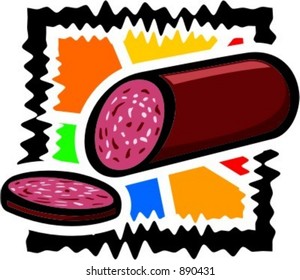 Sliced sausage.salami.Vector illustration.