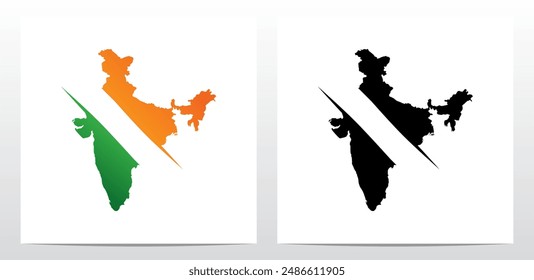 Sliced Separation Divided Cut in Half Map of India