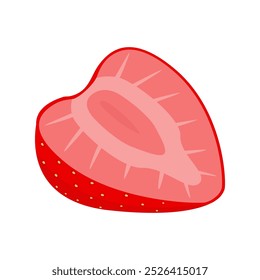 fruta de morango fatiado ilustração simples do vetor do desenho animado
