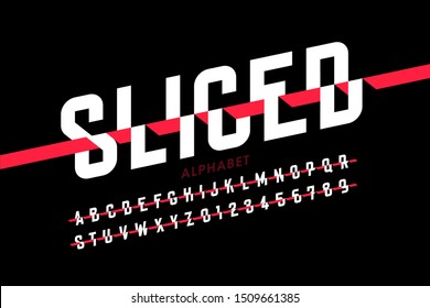 Sliced Style Font, Alphabet Letters And Numbers, Vector Illustration