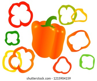 Sliced sweet pepper vector. Pizza ingredients vector design