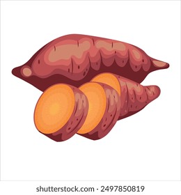 Sliced Sweet Potato Vector Design