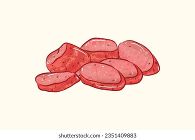 Sliced Taiwanese Sausages in food illustration